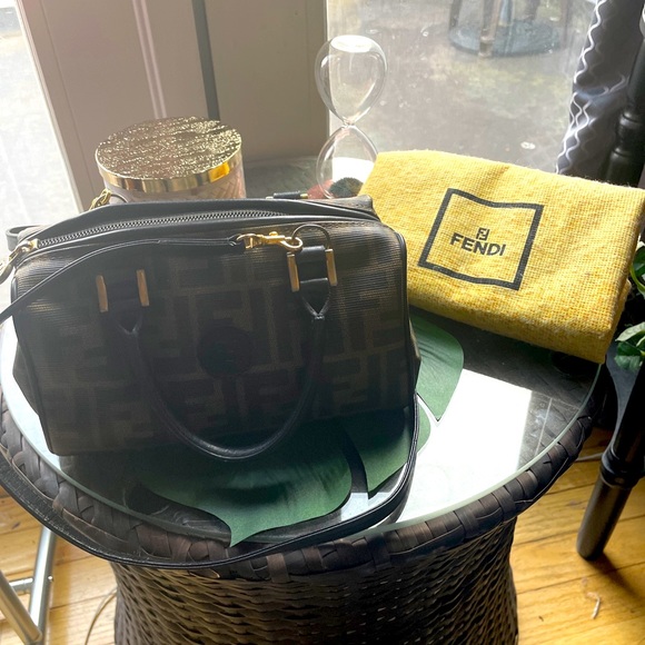 SOLD Fendi Vintage Convertible Boston Bag Coated Canvas Mini Black - Picture 1 of 16